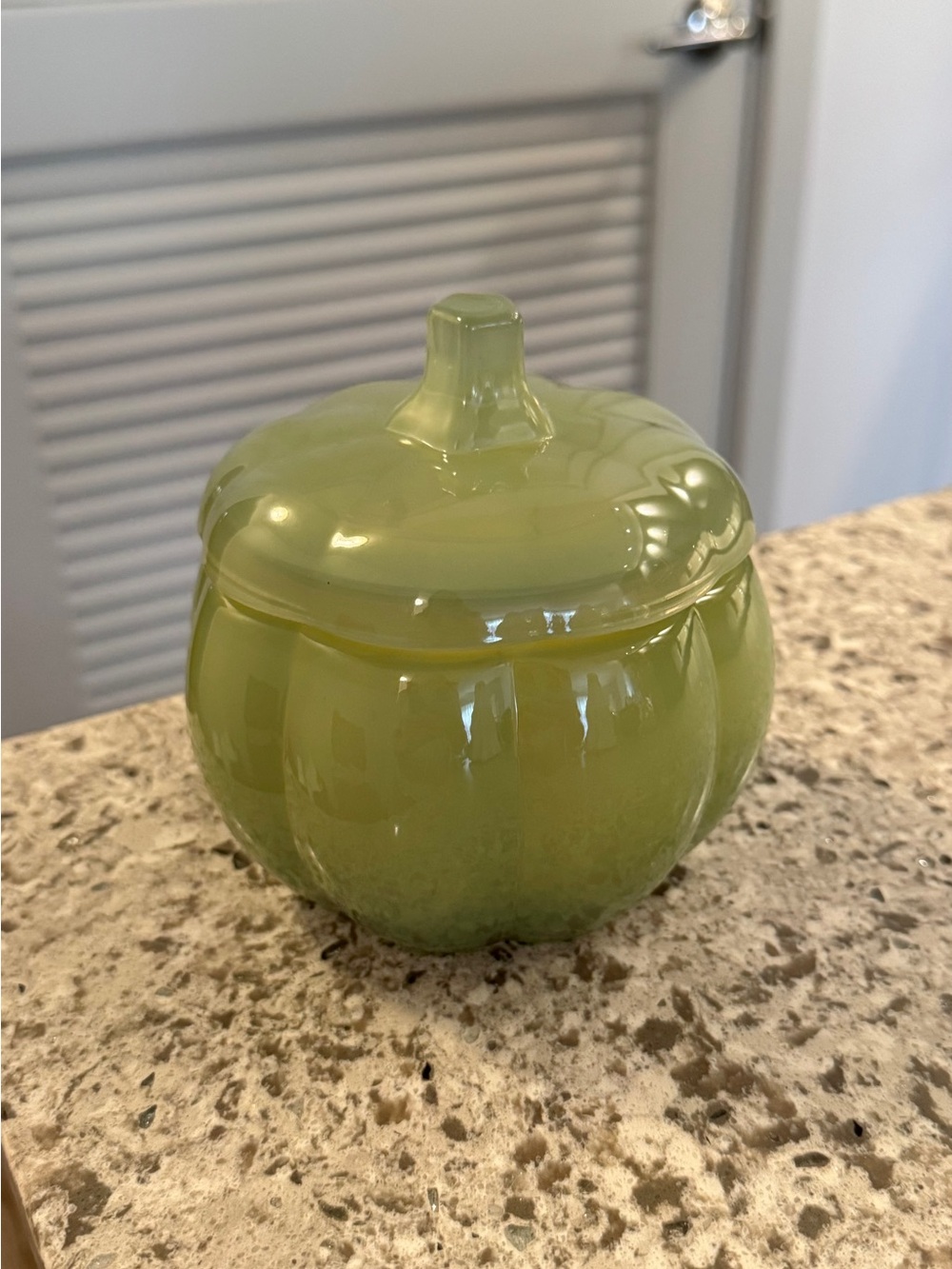 NEW Green Glass 5" Pumpkin Candle Halloween Holiday Home Decor Fall Season Scent